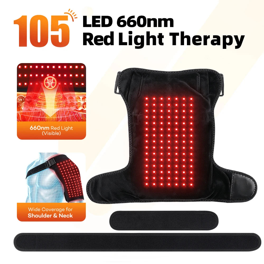 USB Heated Shoulder Brace Red Light Therapy Wrap Pad