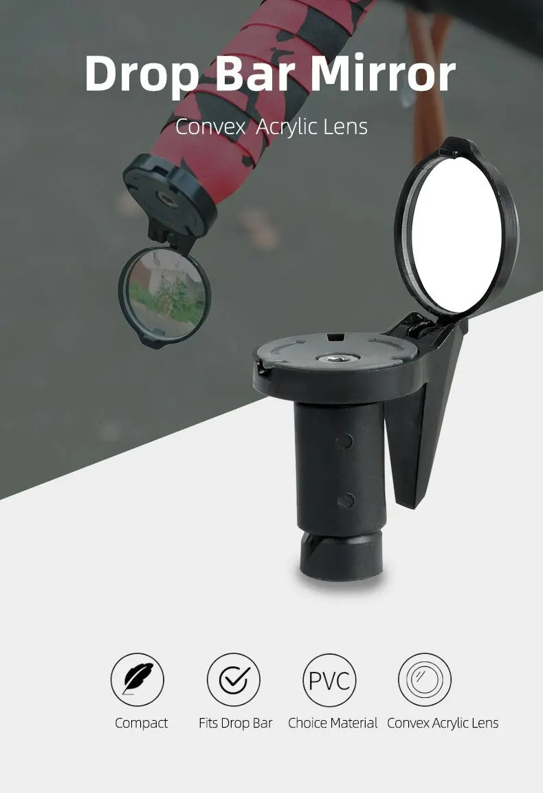 Bicycle Rear View Mirror Drop Bar Mount Convex Cycling Safety Reflector - 7