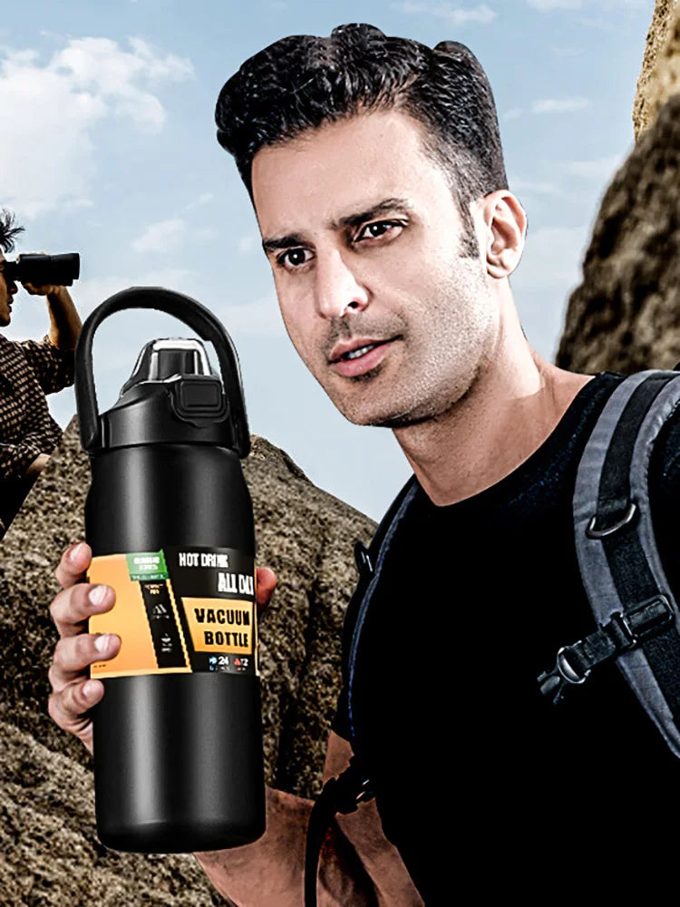 Insulated Stainless Steel Water Bottle Vacuum Flask with Straw Lid - 5