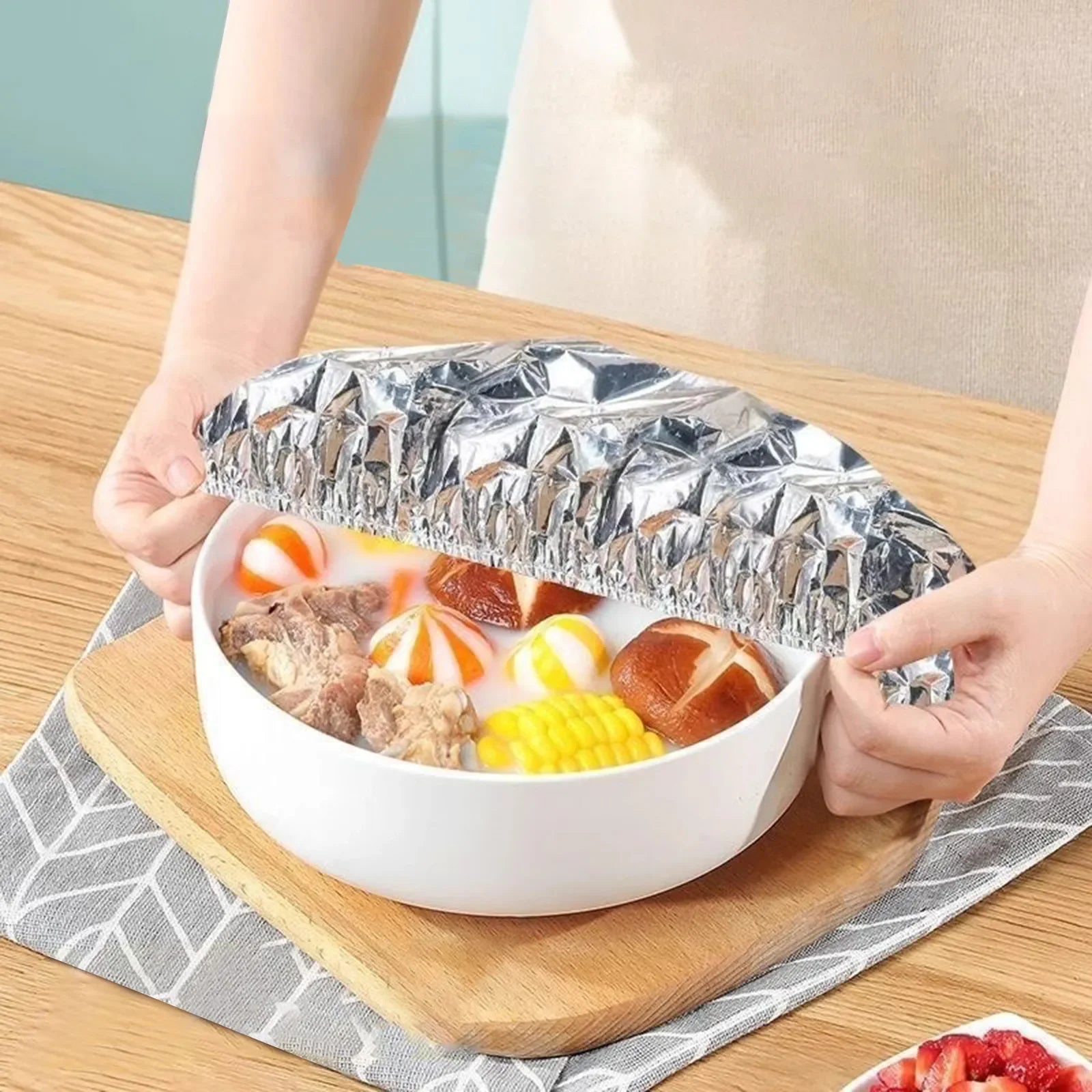 Reusable Aluminum Foil Food Covers Thermal Insulated Bowl Lid Set