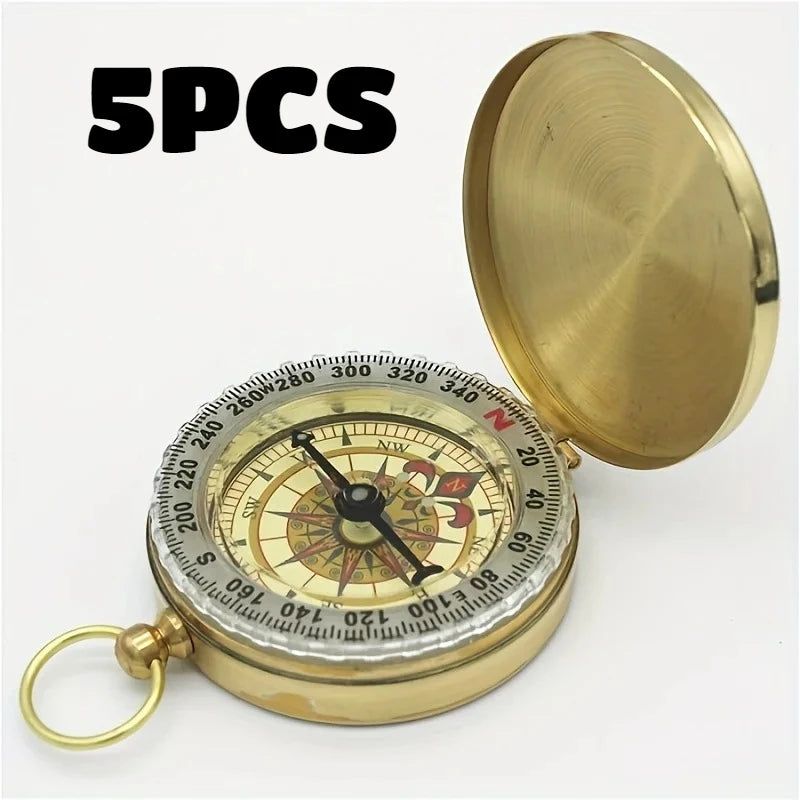 5 Pack Mini Pocket Compass Glow in the Dark Navigation Survival Tool - 14
