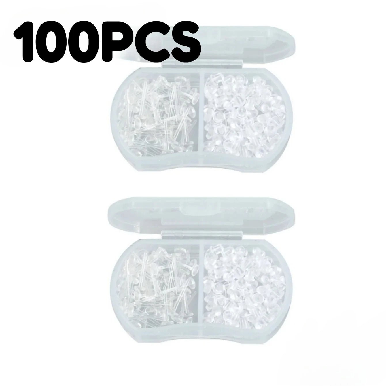 100pcs Clear Plastic Earring Studs Invisible Piercing Retainers DIY
