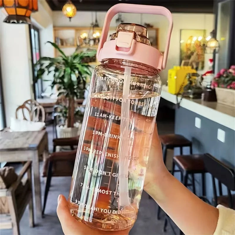 2000ml Large Sports Water Bottle BPA Free Leak Proof Jug with Straw - 3
