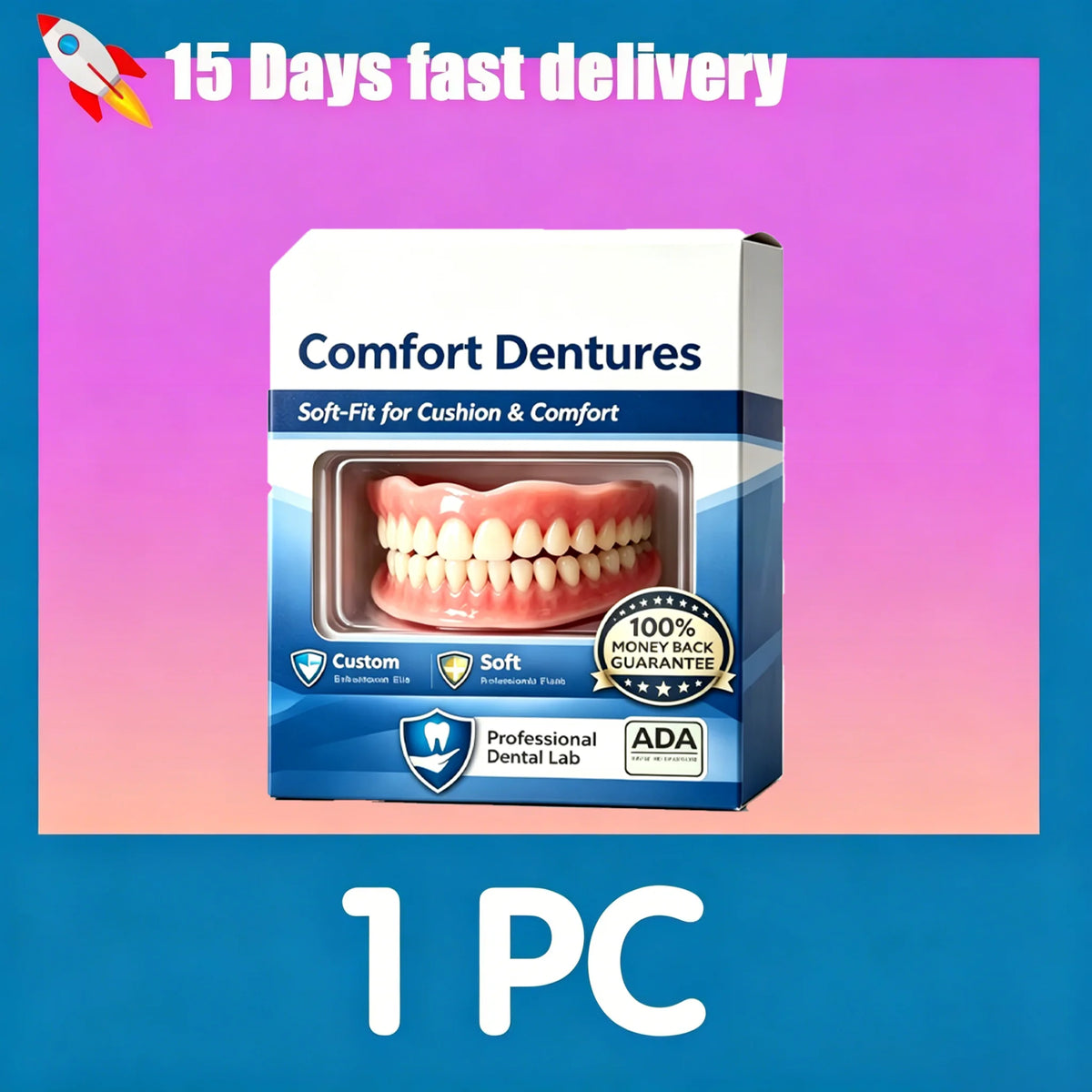 Soft Silicone Snap On Dentures Full Set Natural Upper Lower Teeth