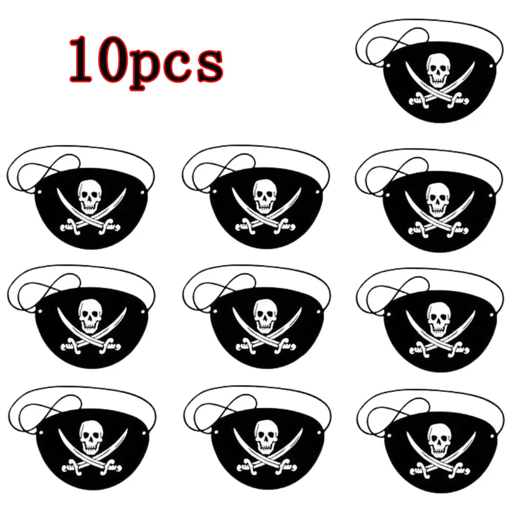 Pirate Party Set Skeleton Eye Patches and Captain Hats for Halloween - 12