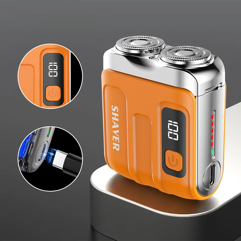 Electric Smart Shaver Mini Beard Trimmer Rotary Travel Razor
