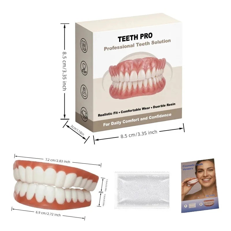 Soft Silicone Upper Lower Dentures Comfort False Teeth Smile Appliance - 14