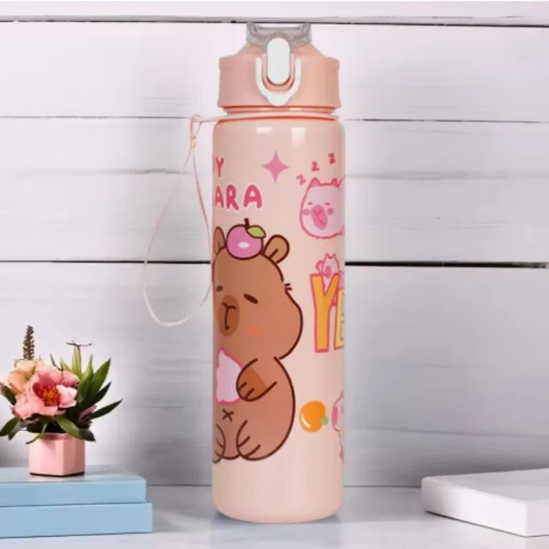 Cute Capybara Water Bottle 700ml Leak Proof Sports Straw Cup - 2