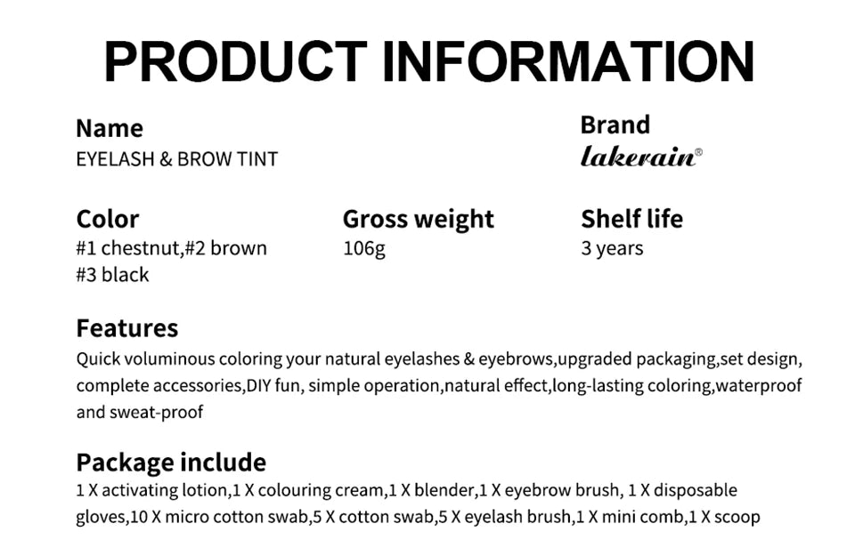 Lakerain Eyelash And Brow Tint Kit Waterproof Eyebrow Makeup Dye Set