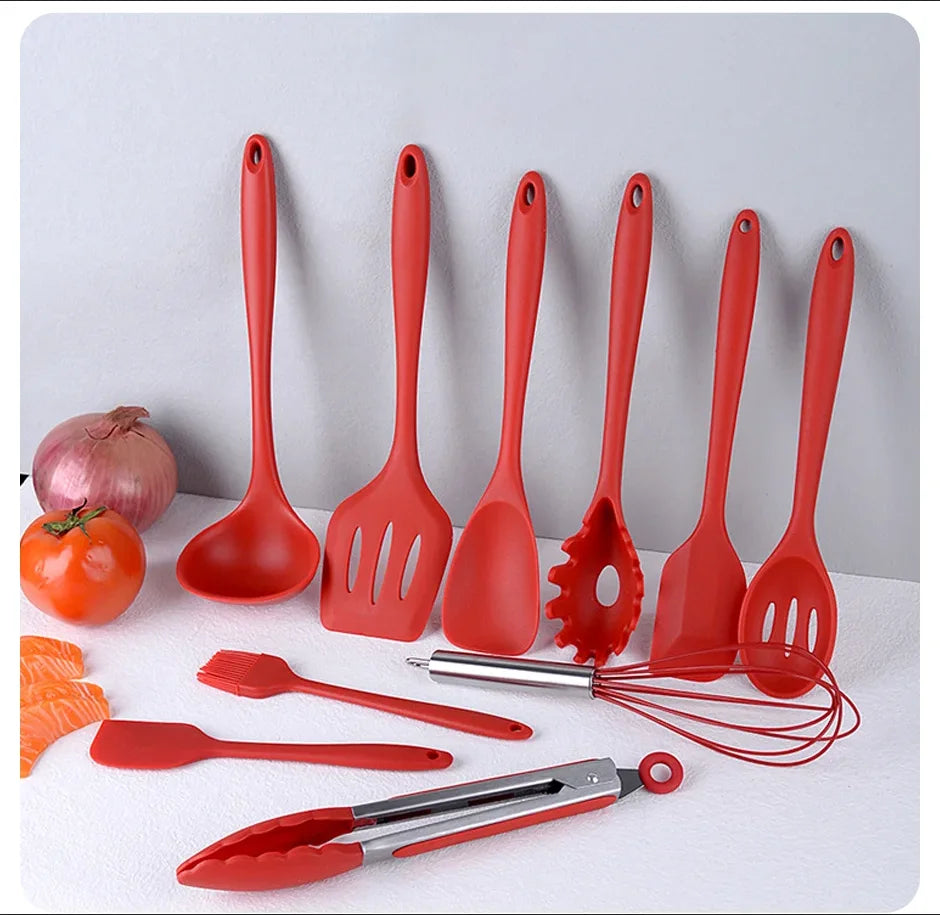 10 Piece Silicone Kitchen Utensil Set Nonstick Heat Resistant Cookware