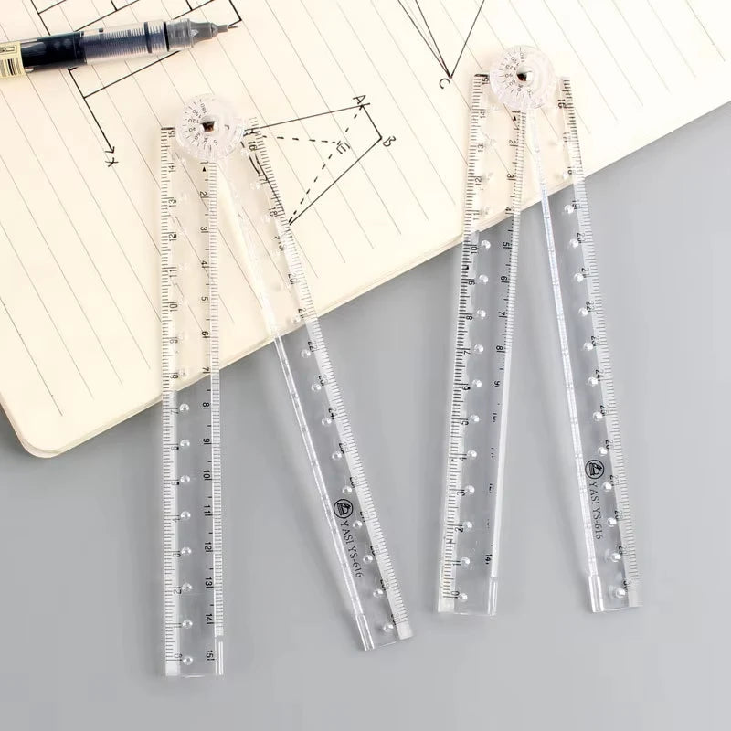 Folding Protractor Ruler Transparent Angle Measuring Tool for Students
