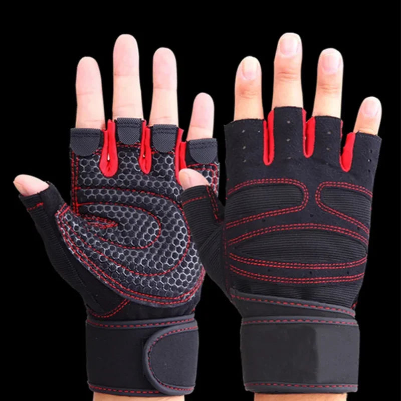 Unisex Half Finger Fitness Gloves Workout Training Wrist Guard Support