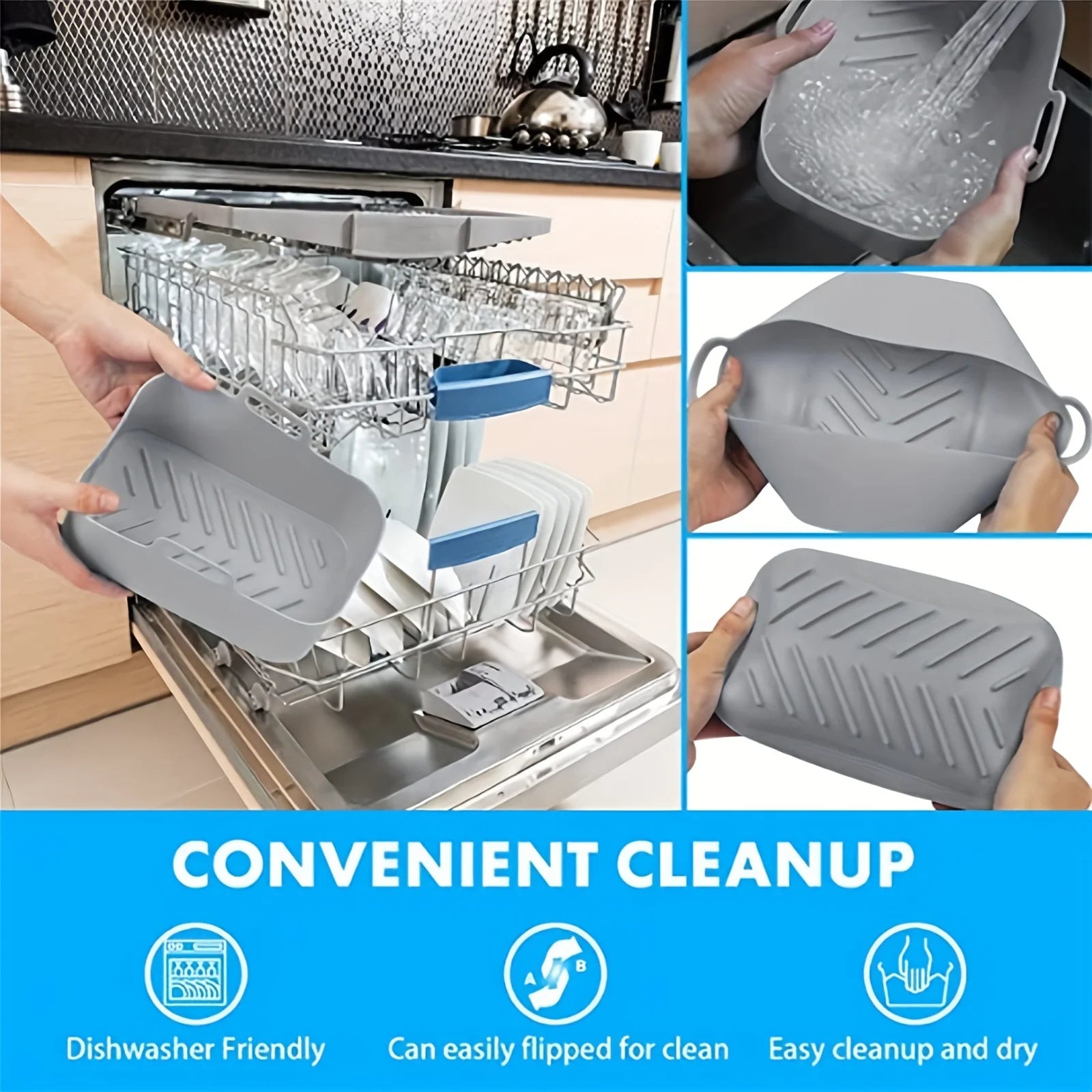 Reusable Silicone Air Fryer Liners for Ninja Dual Basket Baking Trays