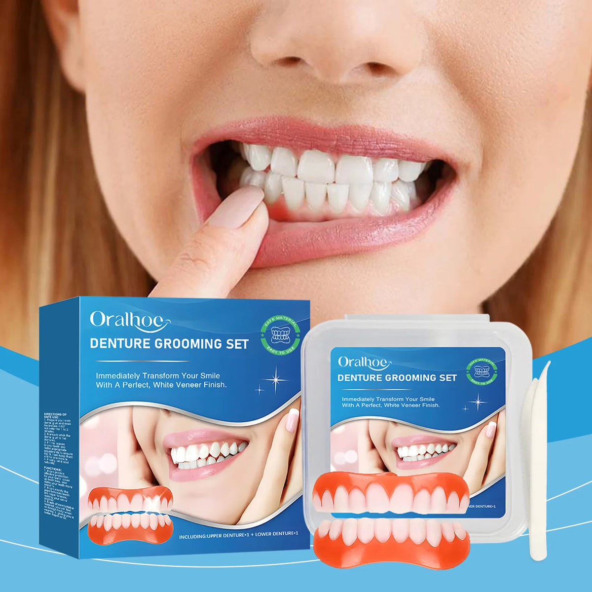 Silicone Dentures Full Set False Teeth Veneers