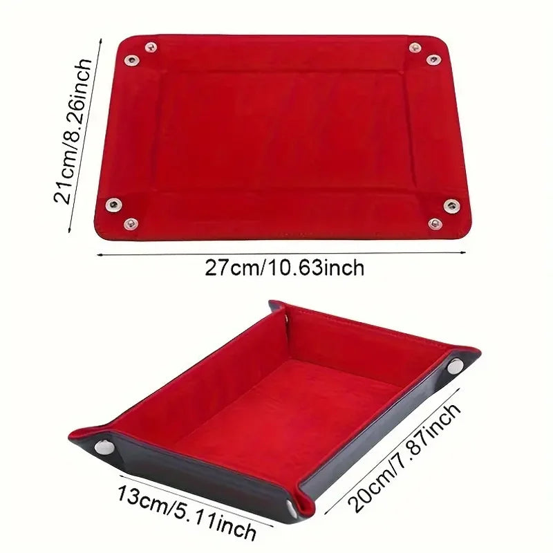 Foldable Leather Dice Tray Collapsible Valet Storage Organizer Box - 6