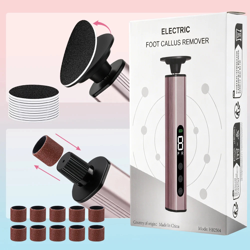 Electric Foot File Callus Remover Dual Direction Rechargeable Grinder