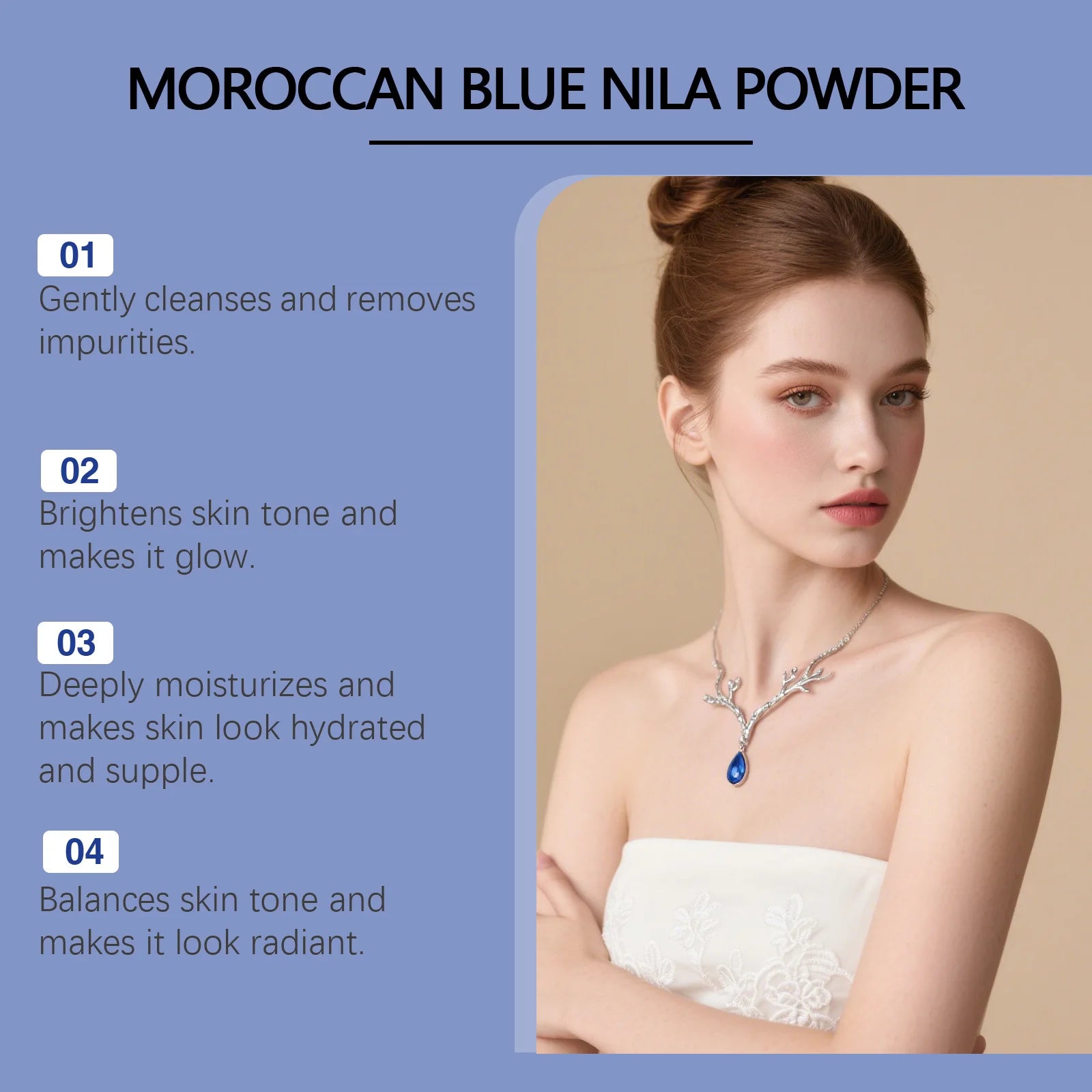 Moroccan Blue Nila Powder Exfoliating Face Mask Brightening Treatment - 10
