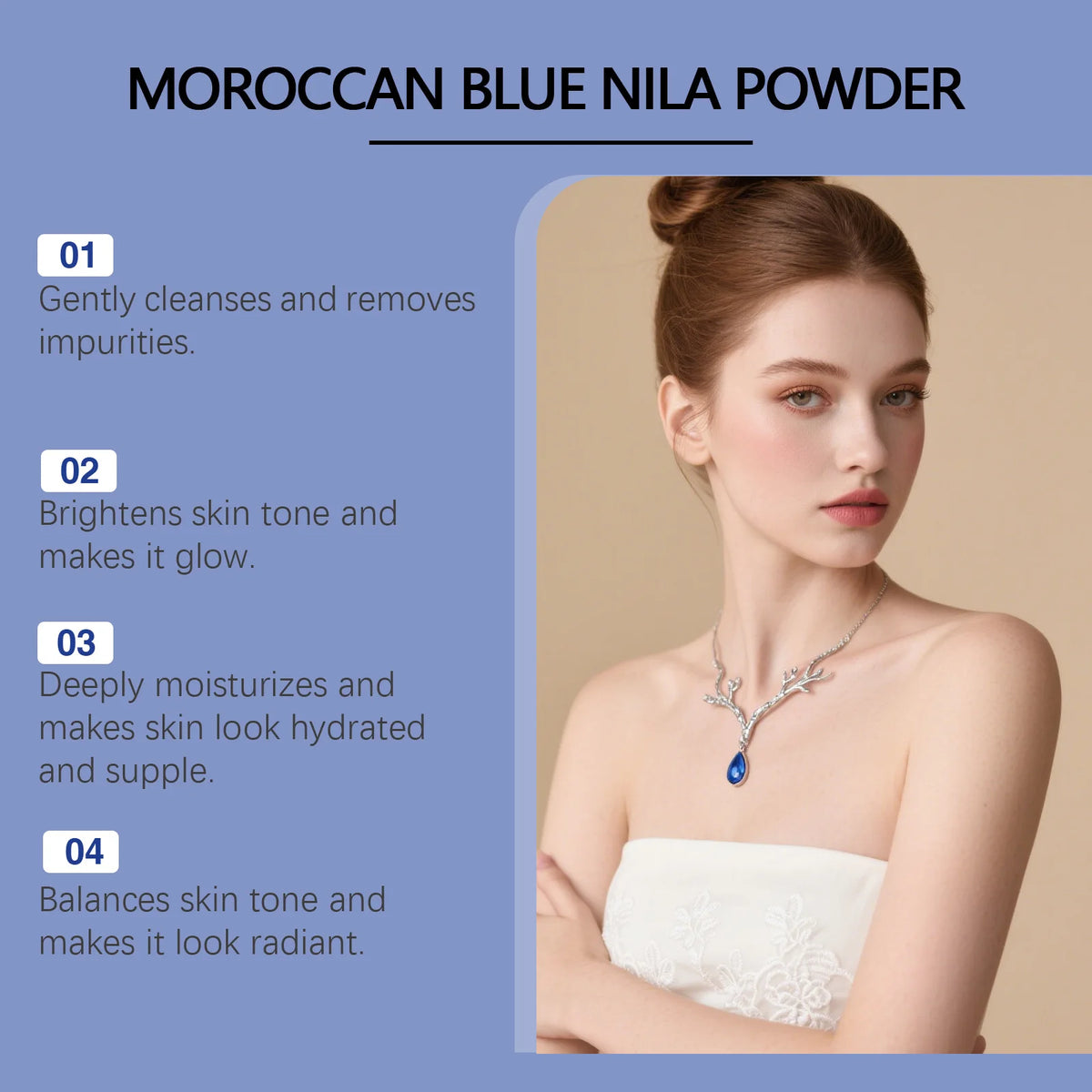 Moroccan Blue Nila Powder Exfoliating Face Mask Brightening Treatment