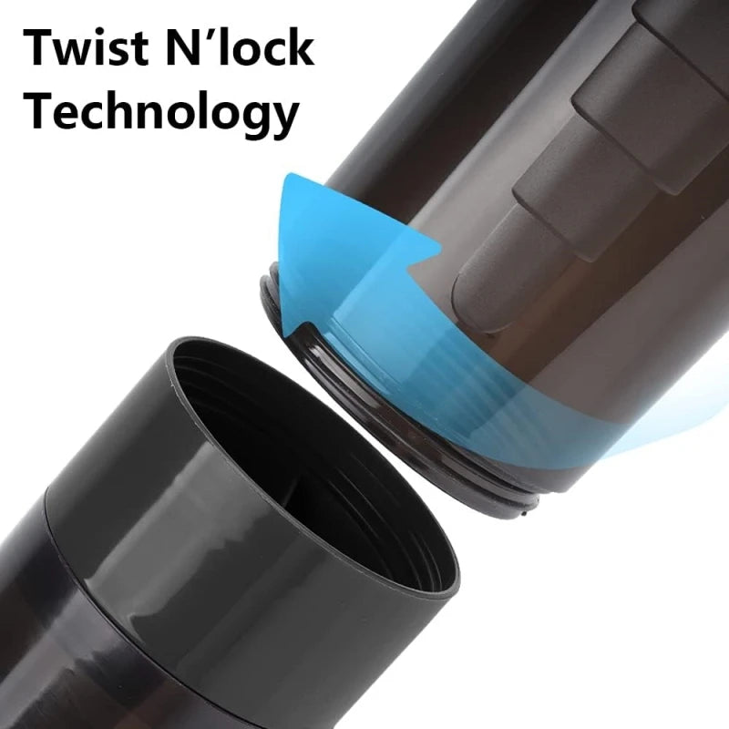 3-Layer Protein Shaker Bottle Leak Proof Fitness Mixer Cup 600ml - 7