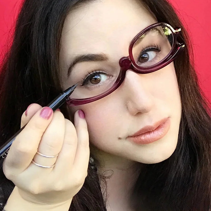 Rotating Makeup Glasses Magnifying Eyeglasses for Precision Application