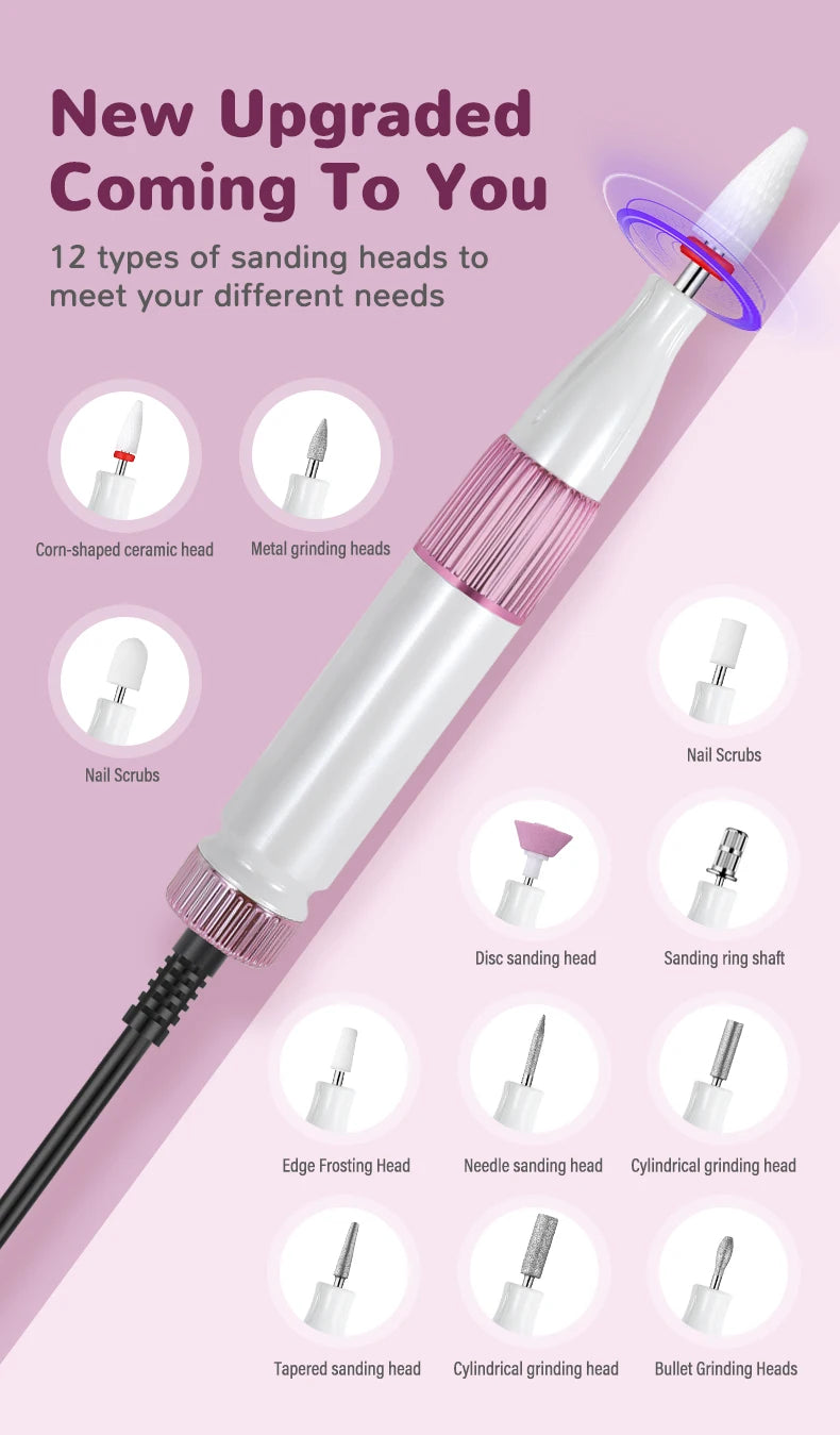 Rechargeable Professional Nail Drill Machine File Set