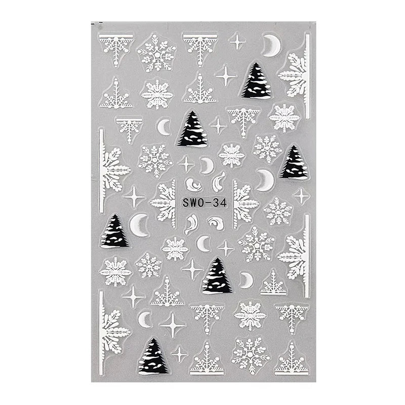Christmas Nail Stickers Cartoon Snowman Decals Manicure Art