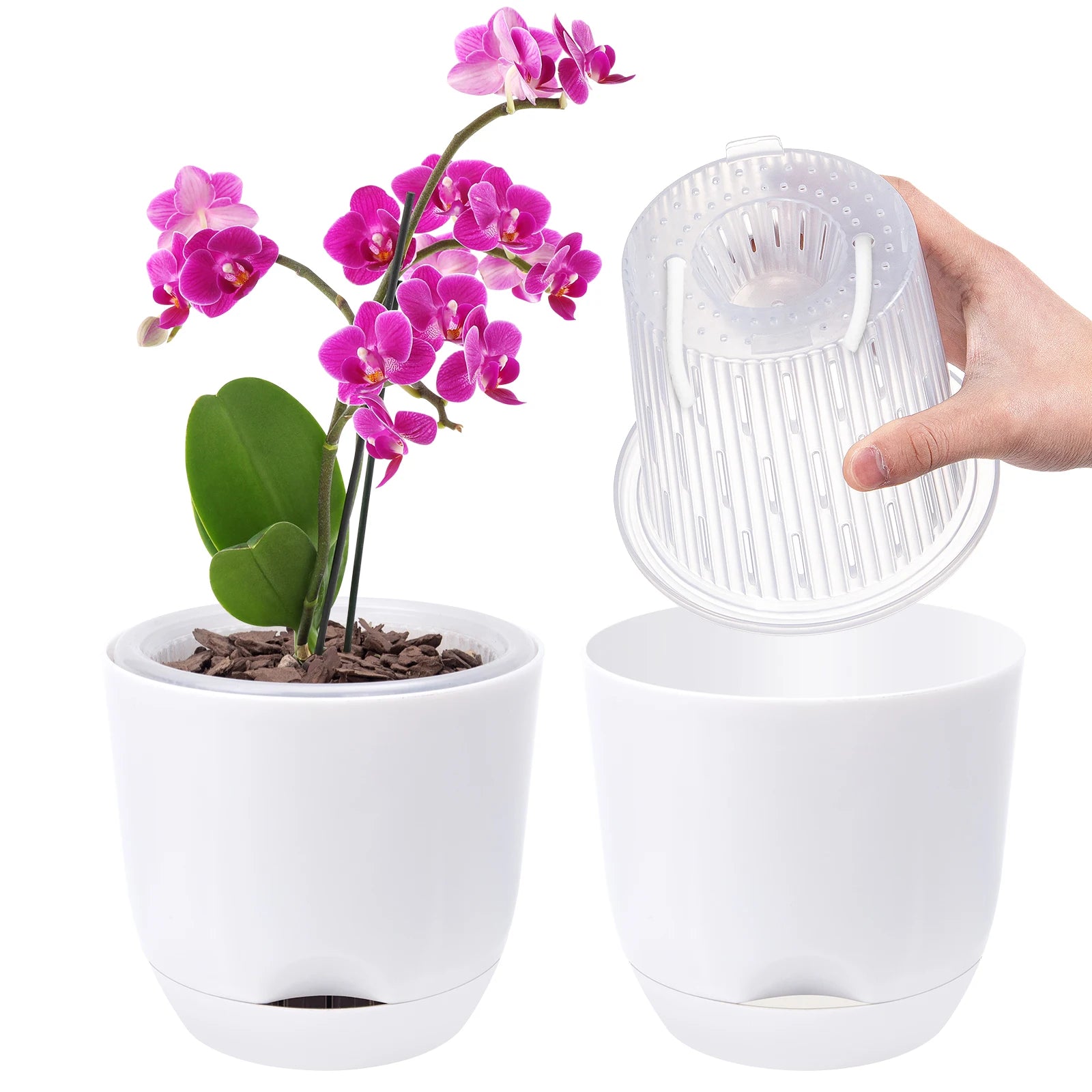 YOCITY Self Watering Orchid Pot Clear Inner Planter with Drainage Holes