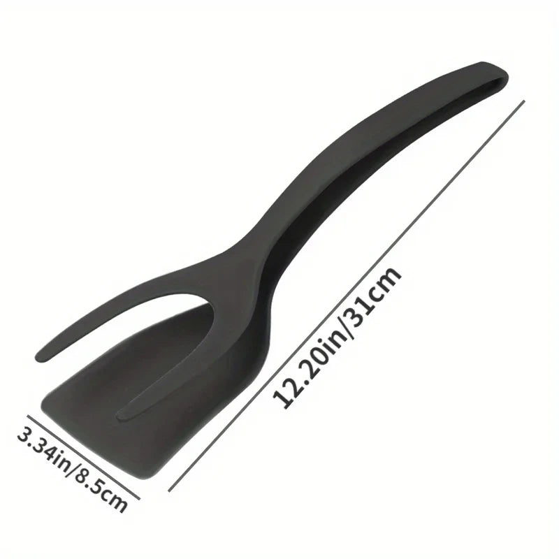 2 in 1 Silicone Spatula Tongs Non Stick Egg Flipper and Kitchen Tool - 6