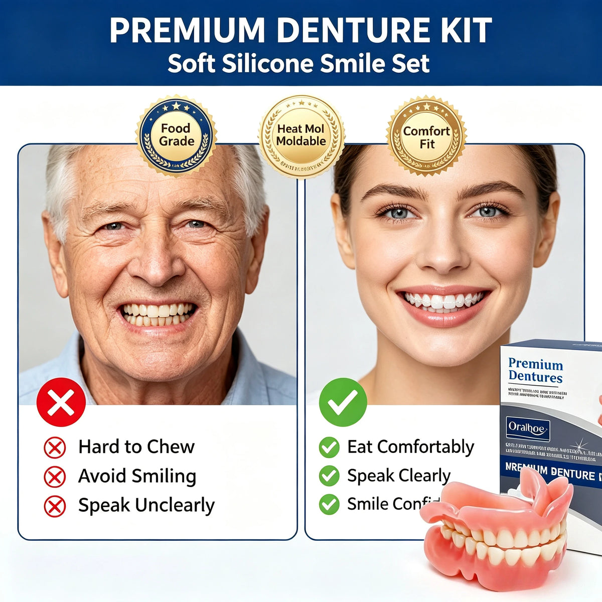 Silicone Teeth Covers Cosmetic Fake Dentures
