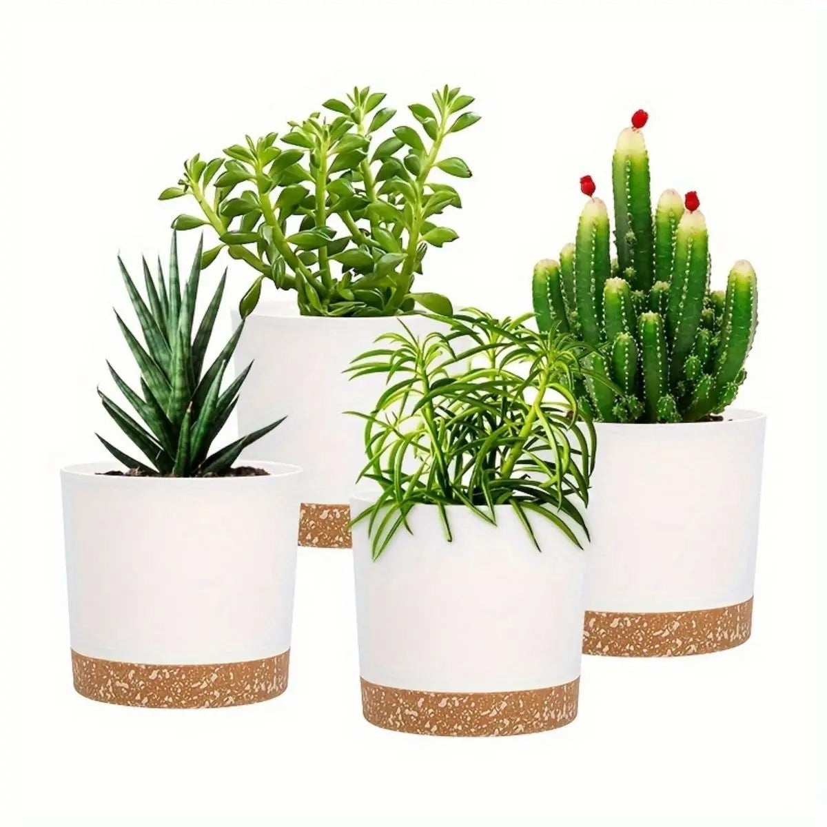 4 Pack 5 Inch Flower Pots Modern Detachable Bottom Breathable Planters - 13