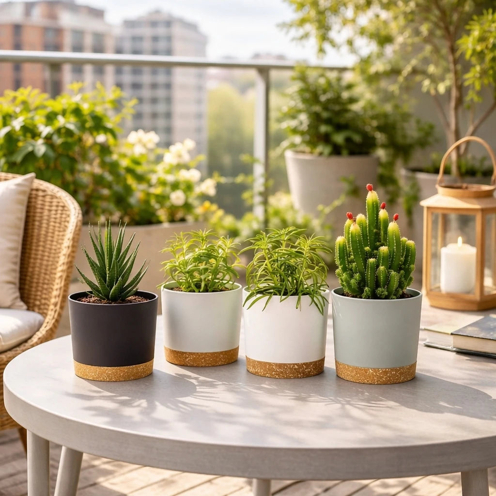 2pc 6.5 Inch Self Watering Flower Pot Detachable Round Plant Container