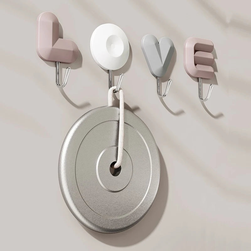 LOVE Letter Adhesive Wall Hooks Decorative No Punch Door Hangers - 10