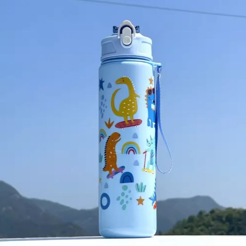 750ml Kids Cartoon Water Bottle with Straw Leak Proof Portable Cup - 20
