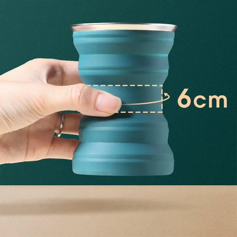 Portable Silicone Collapsible Cup Foldable Travel Mug with Lanyard - 21