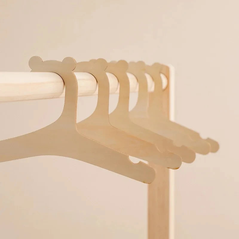 Wooden Baby Clothes Hangers Nursery Kids Wardrobe Organizer Set - 7
