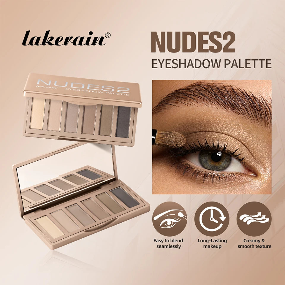 6-Color Eyeshadow Palette Matte Neutral Nude Blendable Eye Makeup - 7