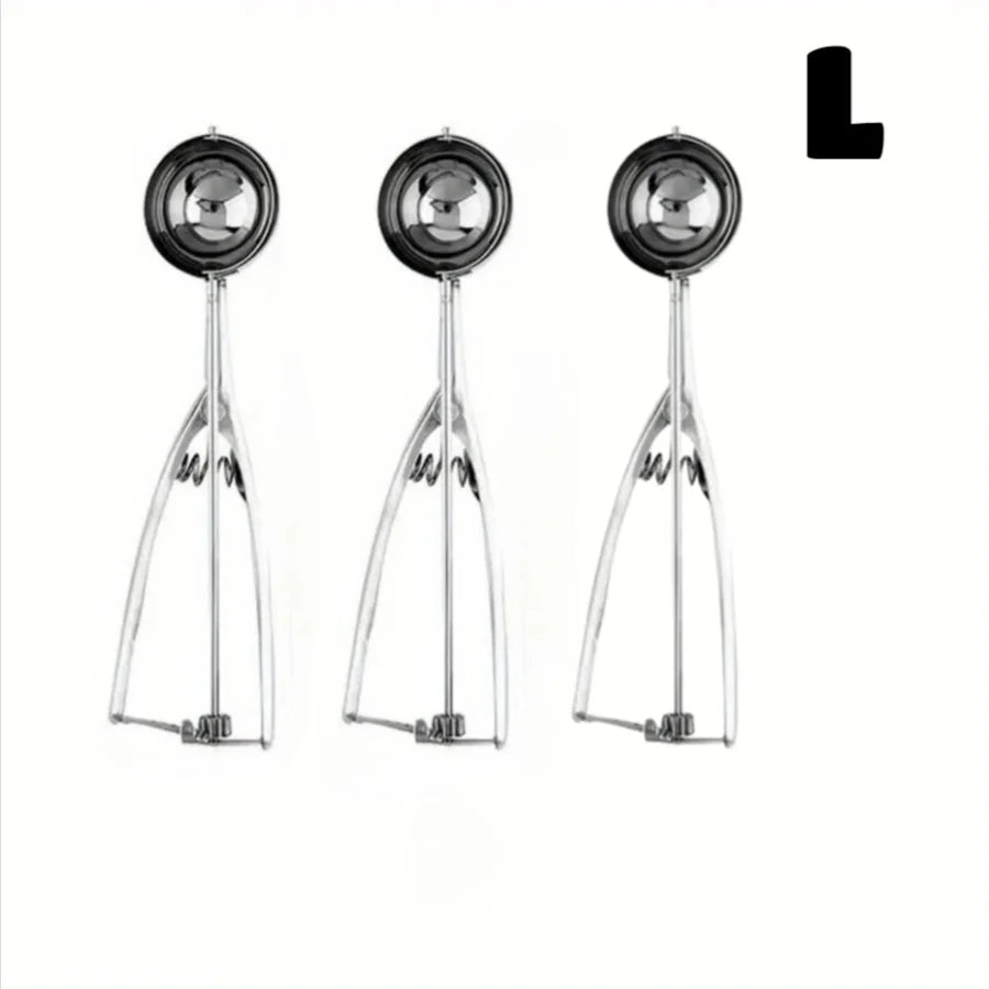 3pc Stainless Steel Ice Cream Scoop Set Trigger Cookie Dough Baller