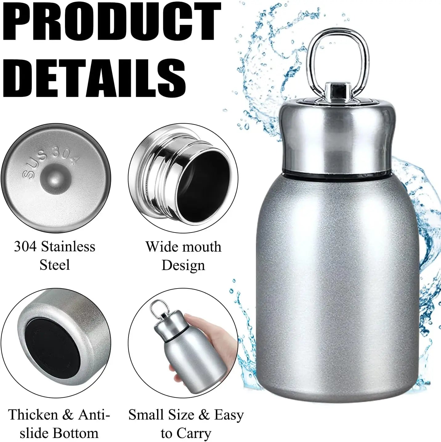 Mini Stainless Steel Vacuum Insulated Water Bottle Travel Coffee Flask