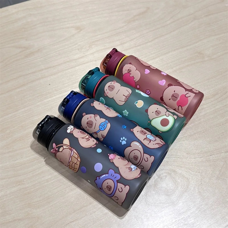 750ml Capybara Water Bottle Leakproof Straw Cup Portable Sports Flask - 9