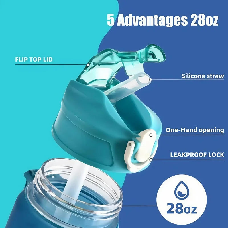 750ml Leak Proof Sports Water Bottle Portable Fitness Gym Jug - 4