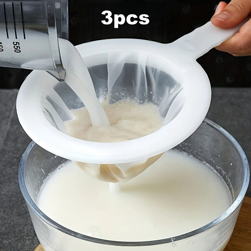 5pcs Ultra Fine Mesh Strainer Set for Soy Milk Juice Coffee Food Sieve - 8