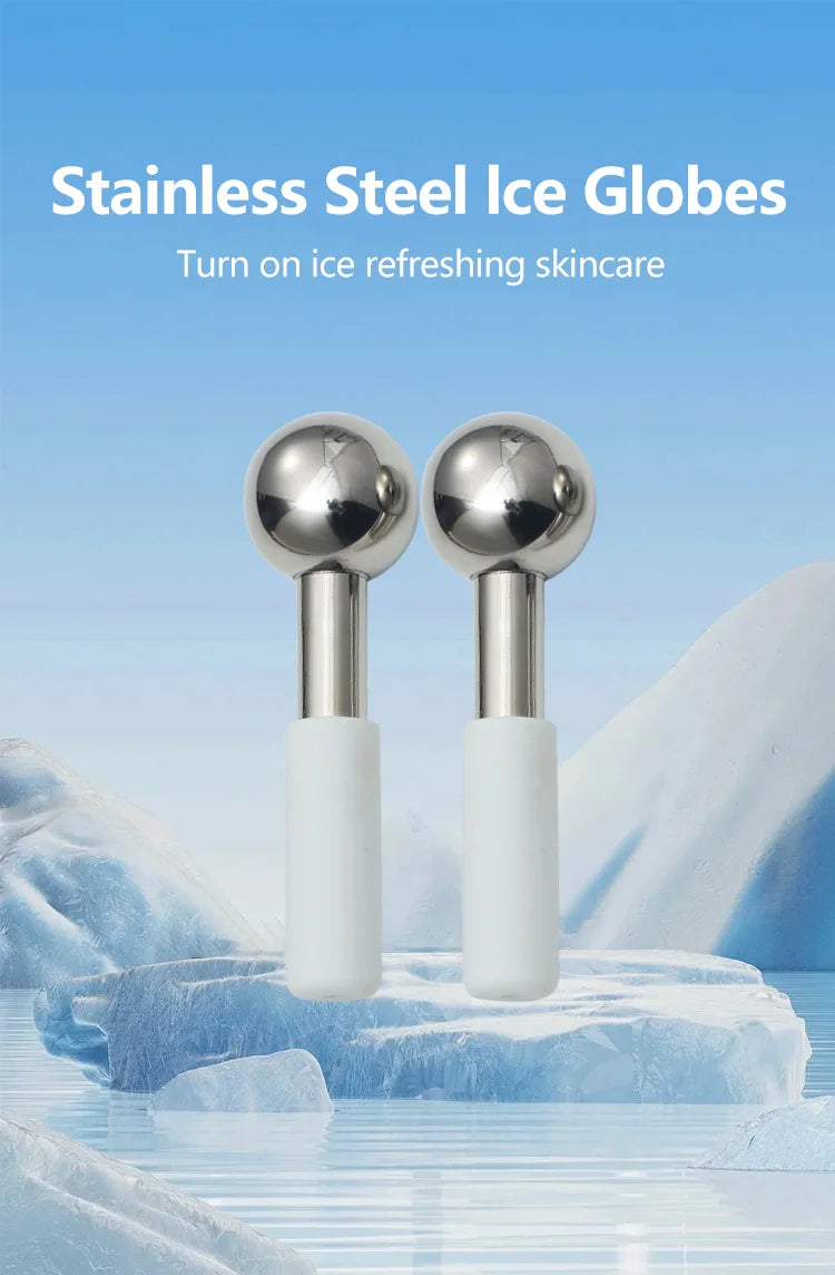 Stainless Steel Ice Globes Facial Cryo Sticks Cooling Roller