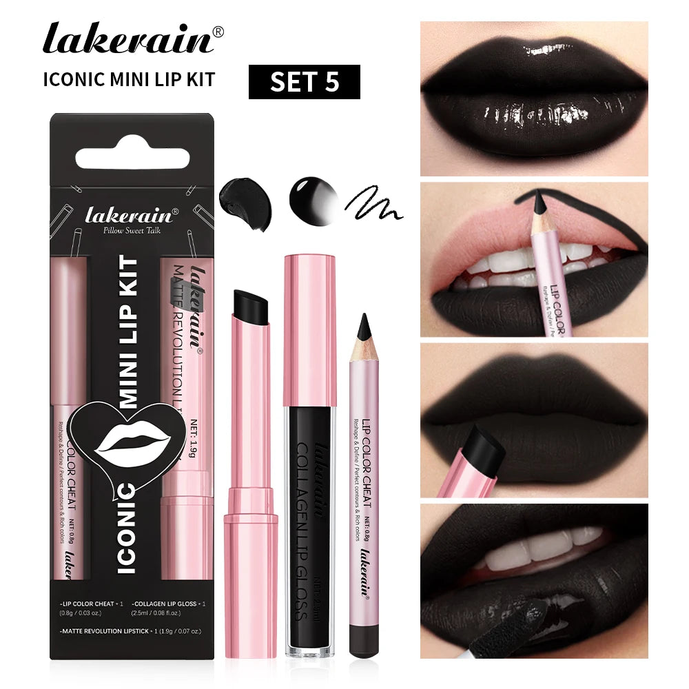 Matte Lipstick Lip Gloss Set Waterproof Nude Red Lip Liner Kit