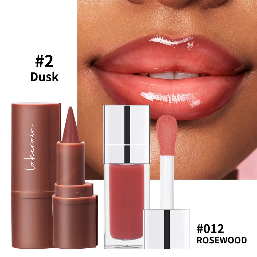 Lip Liner And Lip Gloss Set Hydrating Shine Lip Makeup Combo