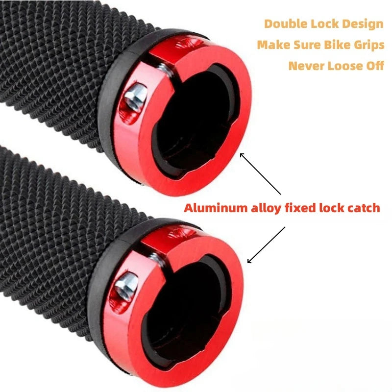 Non-Slip MTB Bicycle Handlebar Grips with Double Aluminum Alloy Lock