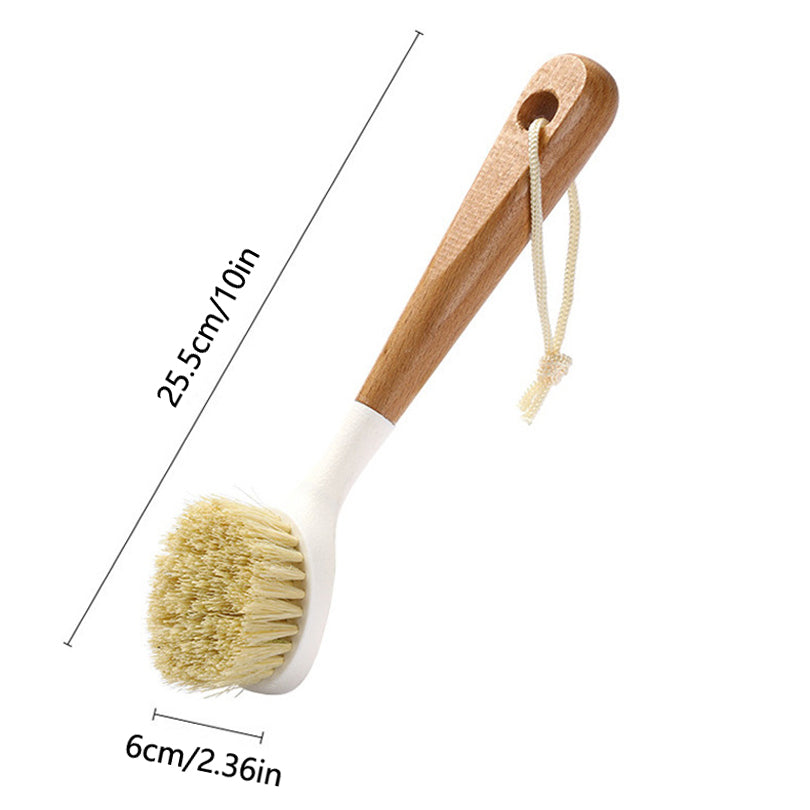 Long Handle Wooden Dish Brush Beech Bowl Scrubbing Brush for Kitchen