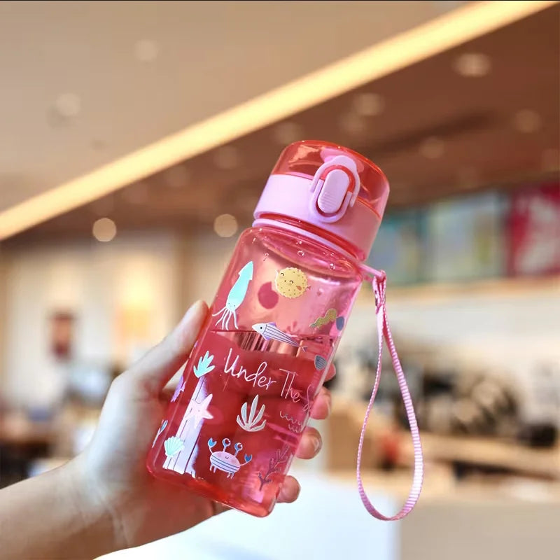 400ml Portable Water Bottle Cute 3D Printed Sport Drinkware with Strap - 14