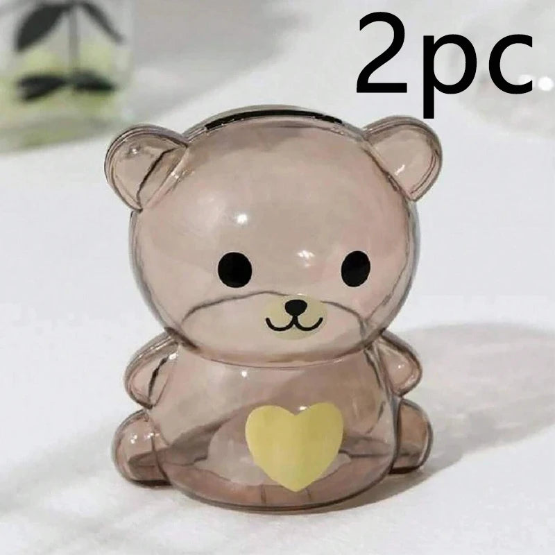 Transparent Bear Piggy Bank Creative Cartoon Money Saving Box Decor