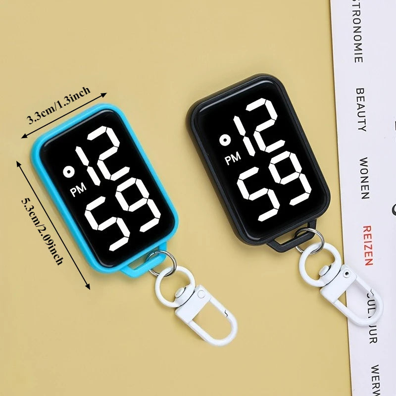 LED Digital Keychain Watch Portable Electronic Pendant Clock