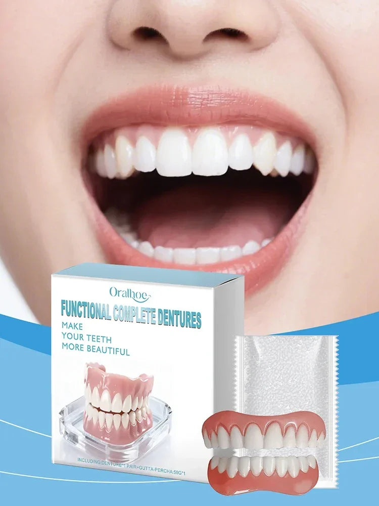 Instant Smile Dentures Full Set Silicone Veneers Fake Teeth Upper Lower